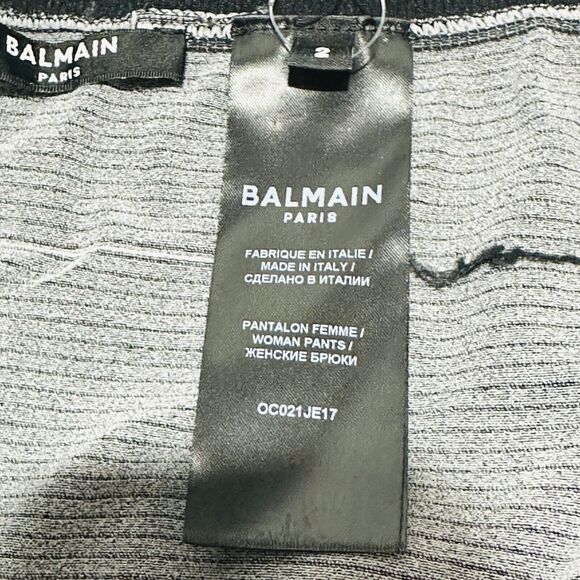 Balmain Moto Paneled Seamless Leggings 2 Black Stretch Elastic Waist NWT $1,150 - Picture 12 of 15